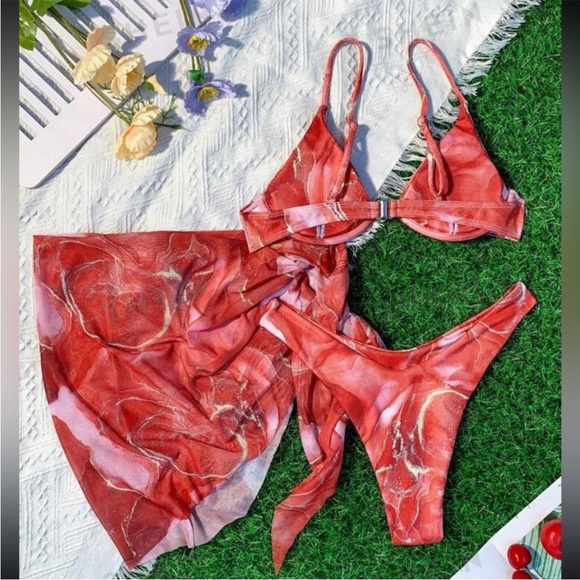 SHEIN- Marble Print Bikini Set - Picture 3 of 4